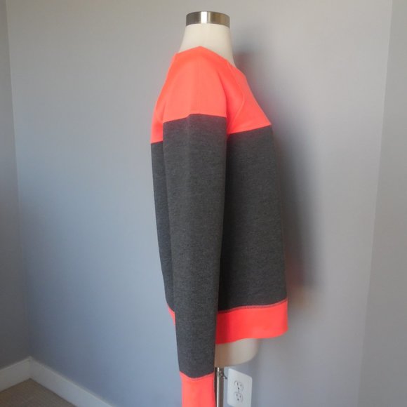 Athleta Fuse Cosmic Orange Pullover Neoprene Top Gray Longleseve Sweatshirt Top - Picture 8 of 12